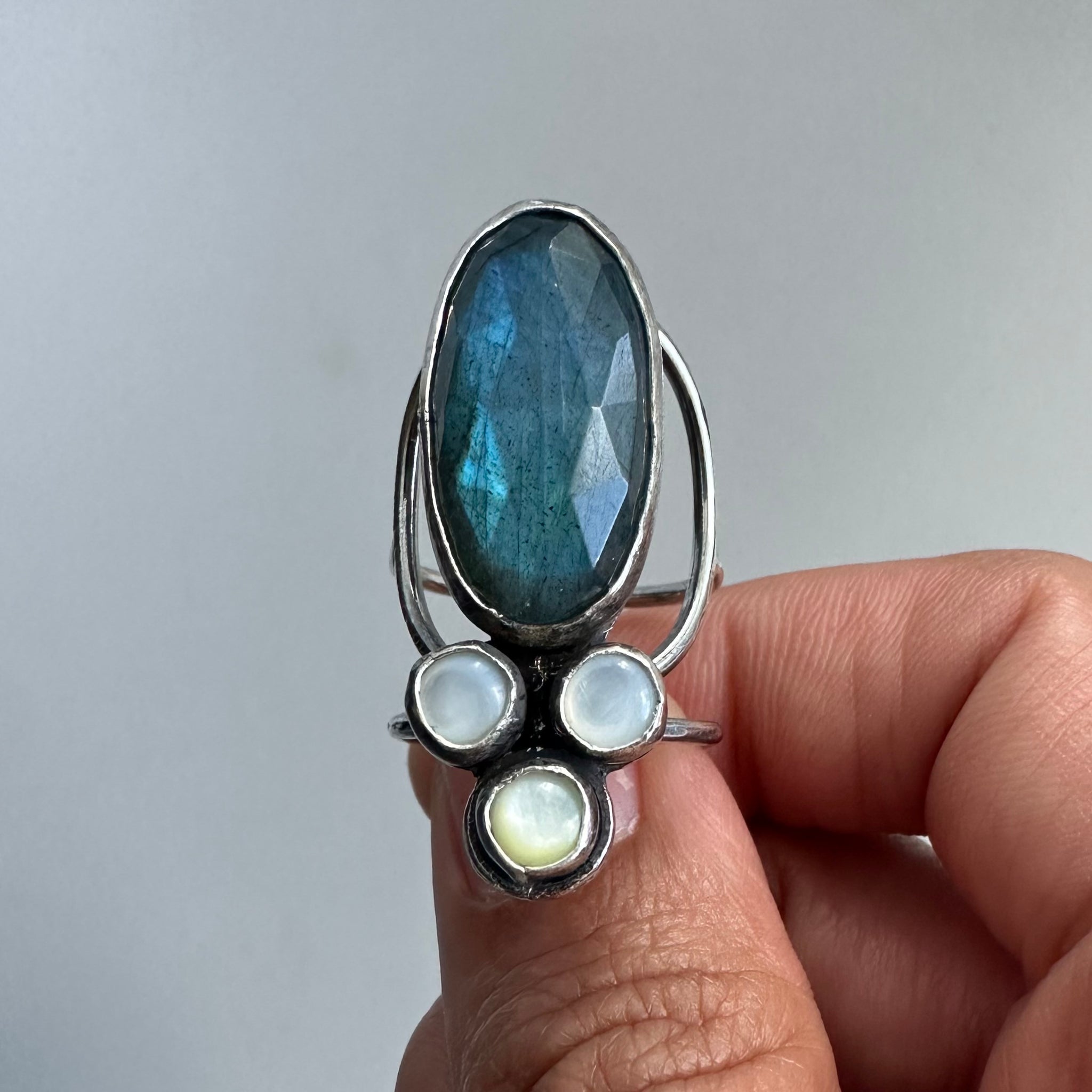 Labradorite + MoP Ring