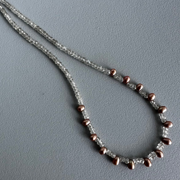 Iced Copper Pearls Choker (15”)