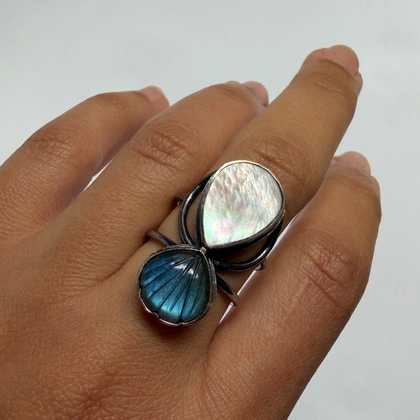 Labradorite + MoP Ring