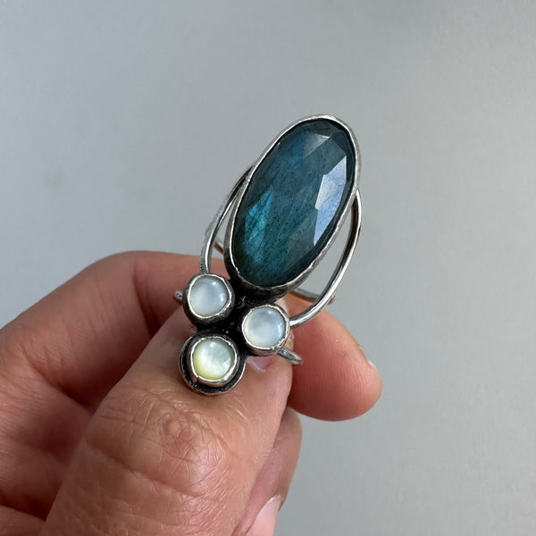 Labradorite + MoP Ring