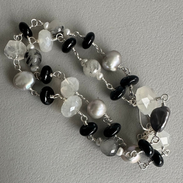 Confetti Necklace in Black and White