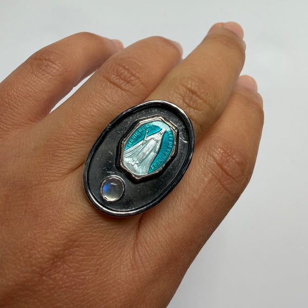 Vintage Enameled Marian Devotional