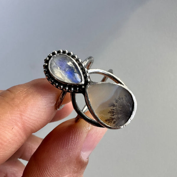 Landscape Agate + Moonstone Ring