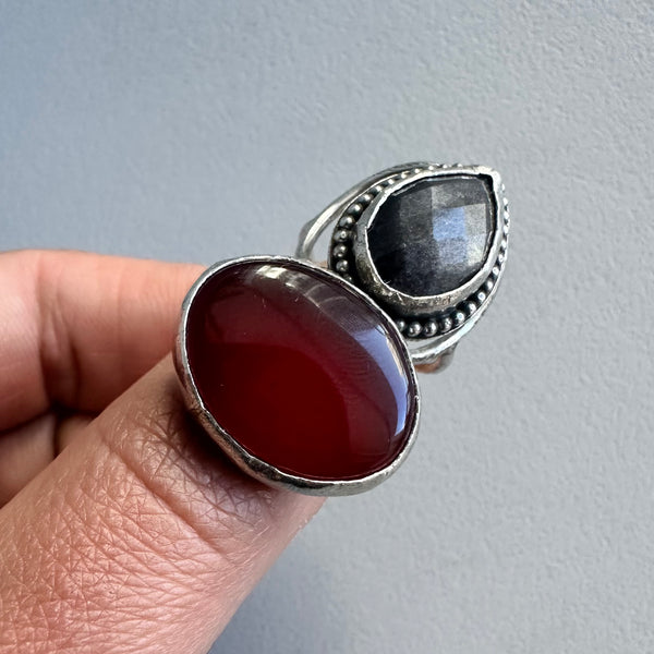 Carnelian + Obsidian Ring