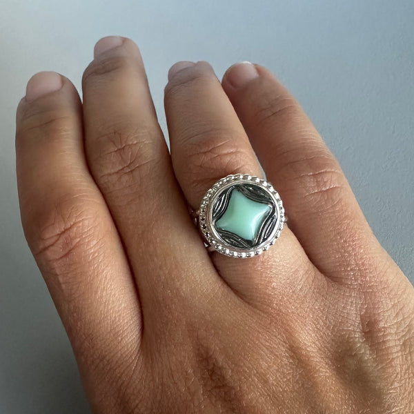 Vintage Glass Button Ring
