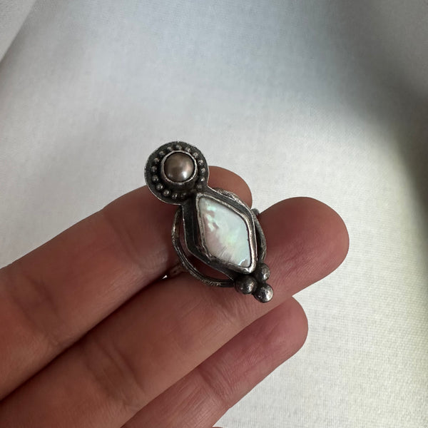 Pearl Totem Ring in Bronze