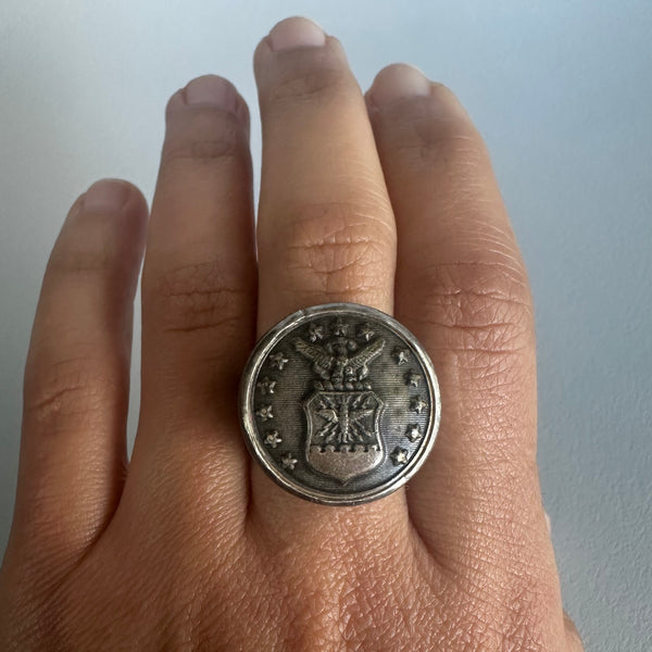 Vintage Air Force Button Ring