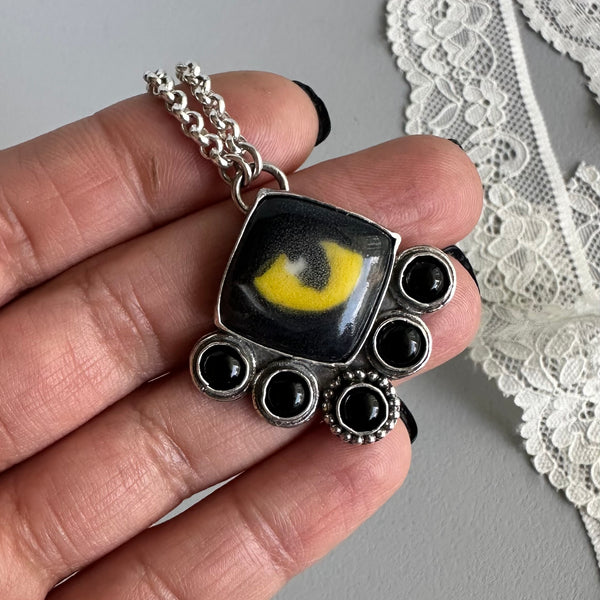 Black Cat Lover’s Eye Pendant