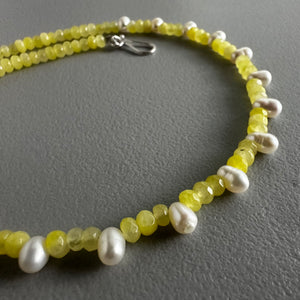 Butter Yellow and White Pearls Choker (16.5”)