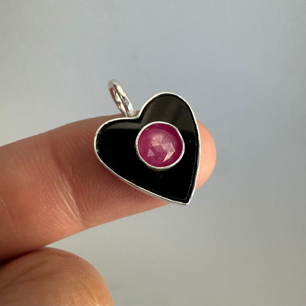 Ruby + Black Heart (Ring or Pendant)