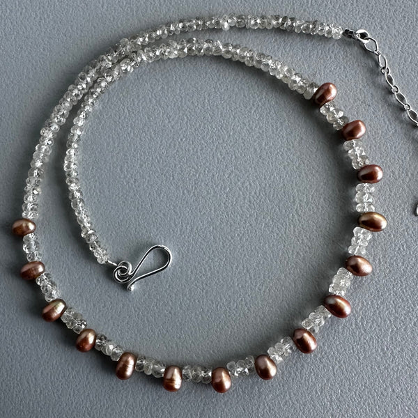 Iced Copper Pearls Necklace (16”)