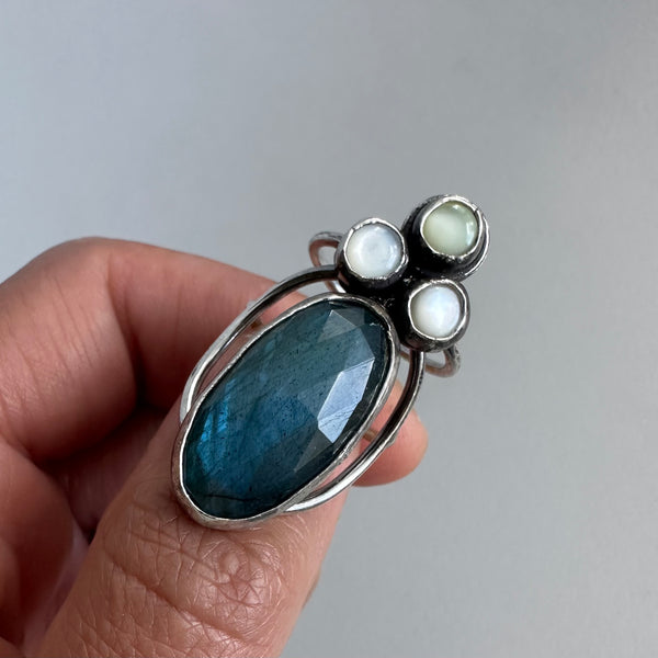 Labradorite + MoP Ring