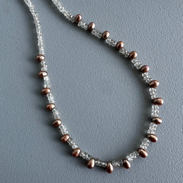 Iced Copper Pearls Necklace (18”)