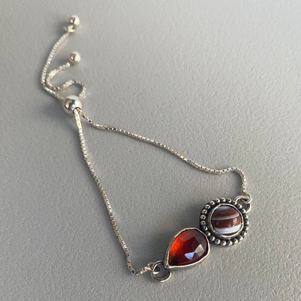 Sardonyx + Garnet Adjustable Bracelet