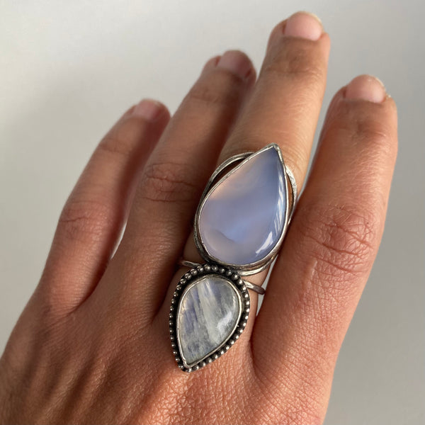 Lavender Chalcedony + Moonstone Ring