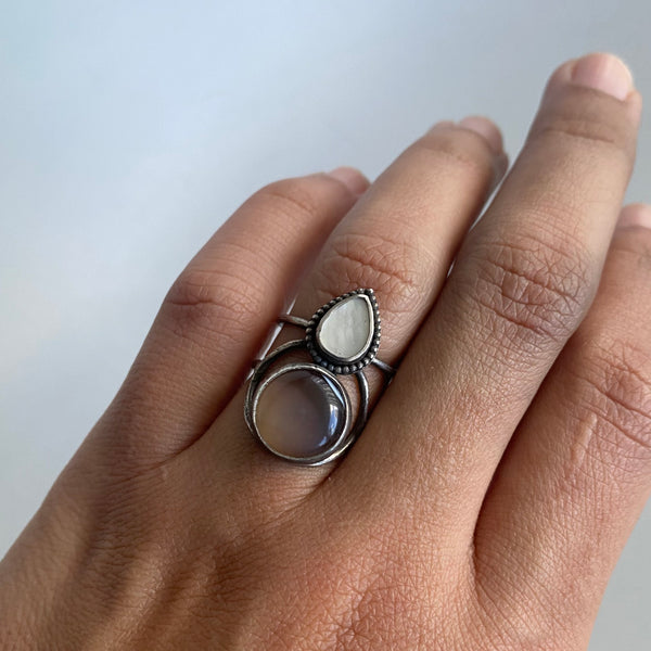 Agate + MoP Ring