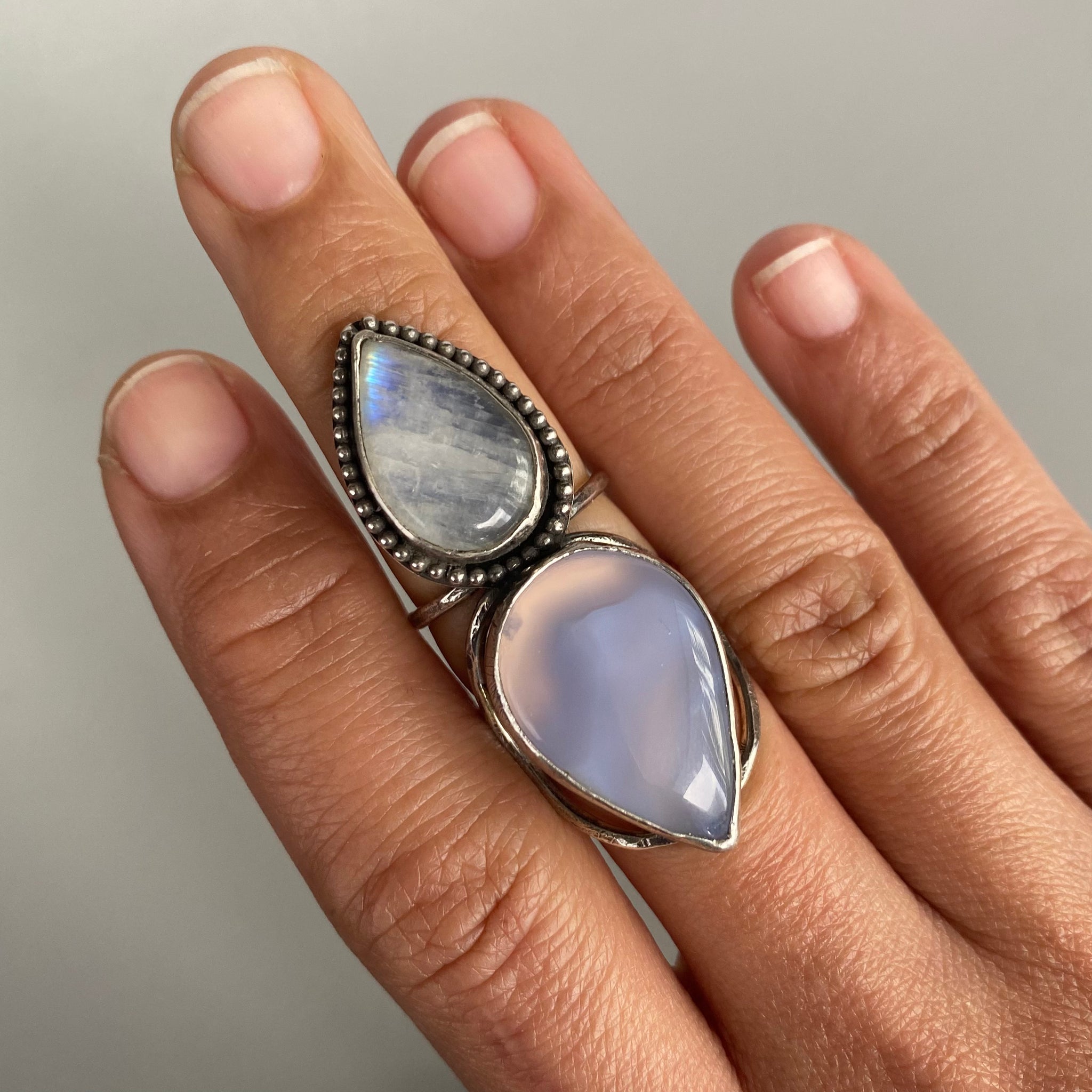 Lavender Chalcedony + Moonstone Ring